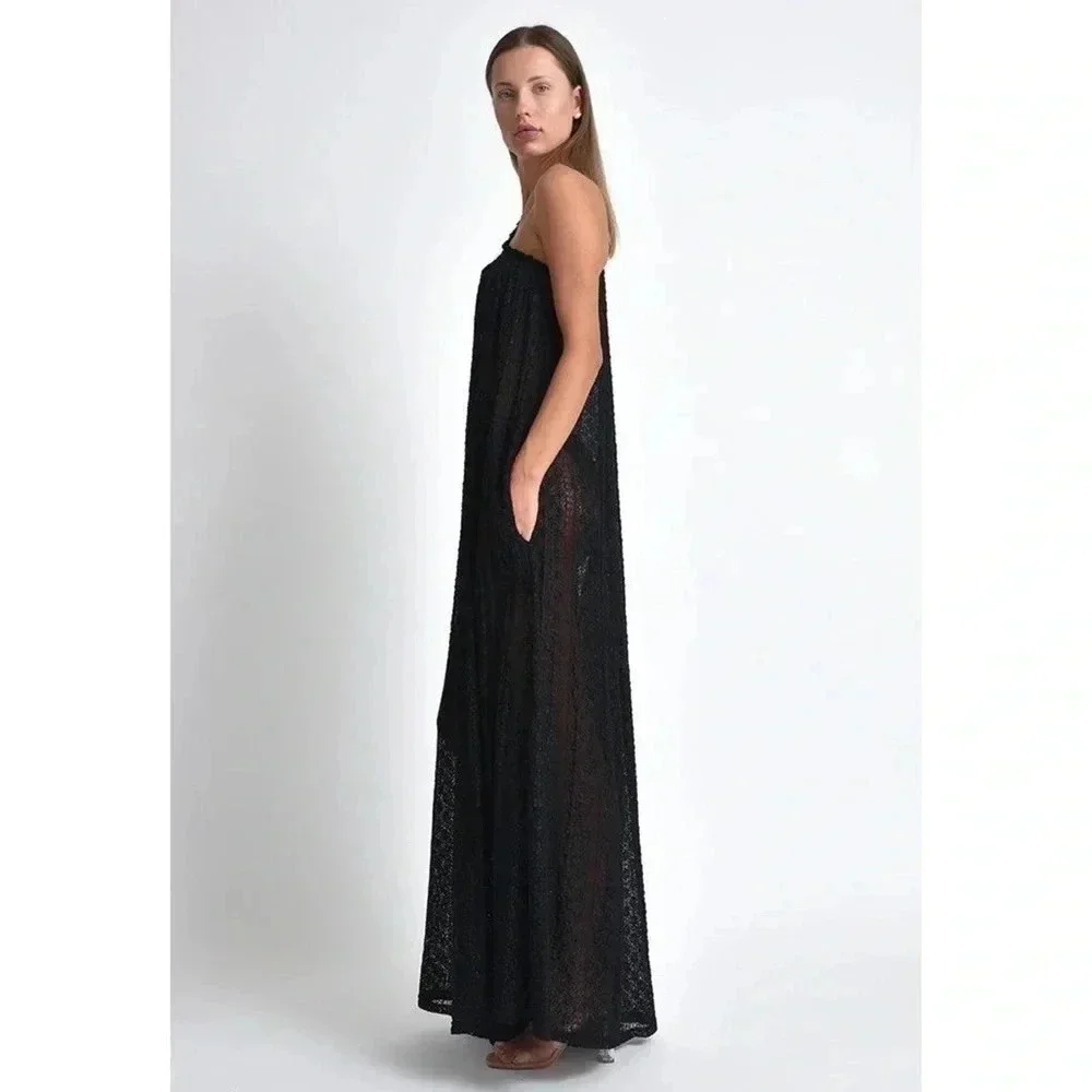 NWT Free People Muche Muchette Valentino Lace Wide-Leg Jumpsuit Black - Picture 13 of 15